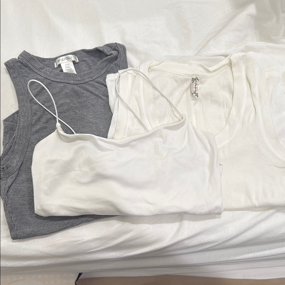 Gray and White Women's Tank Tops Set